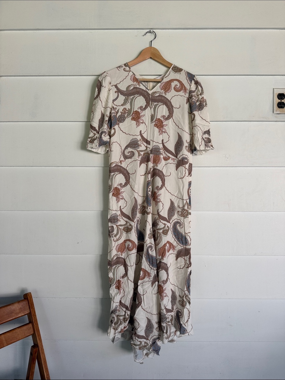 See By Chloe Cream Maxi Dress with Brown and Rust Floral Print